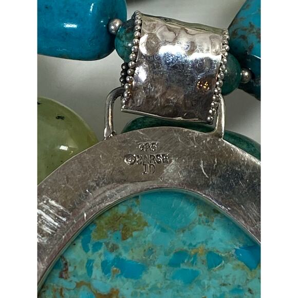 Barse Sterling Large Turquoise Pendant with Beaded Necklace- 18" - Picture 3 of 8
